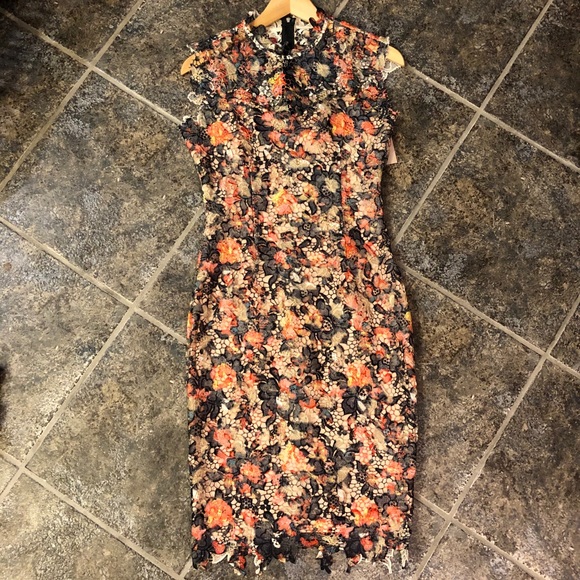 Multicolour floral bodycon semi formal dress - Picture 4 of 7